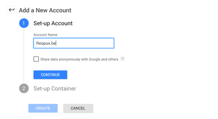 Google Tag Manager account maken